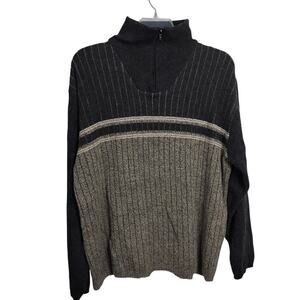 M844) Riftland Outdoor 1/4 Zip Wool Blend Mockneck Cabincore Knitted Sweater L